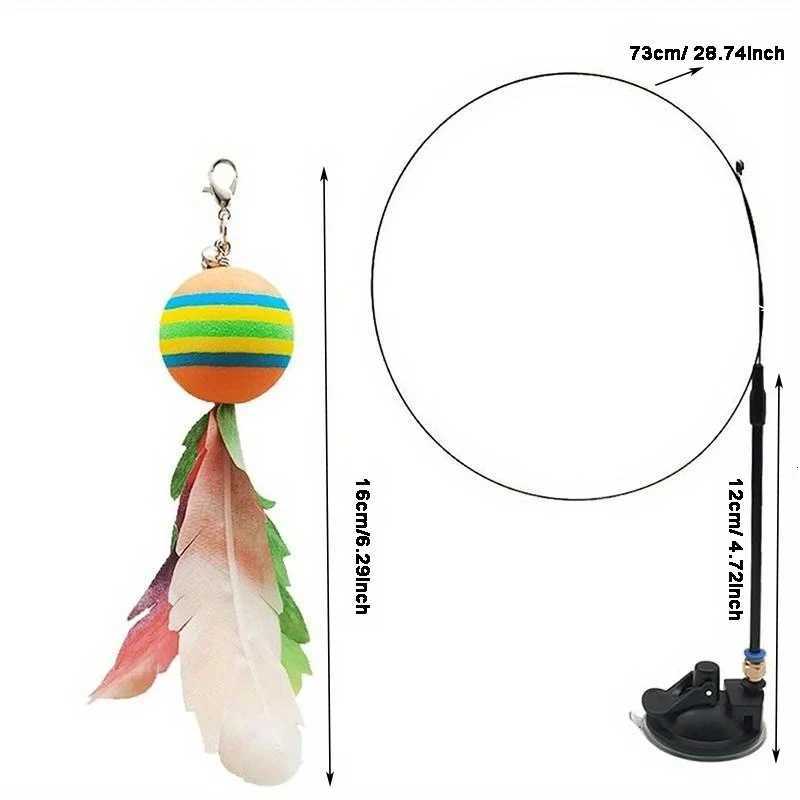 Interactive Cat Toys Kit Feather Toys with 1 Wands 1 Suction Cups Replacement Feather Heads for Indoor Outdoor Play M251209
