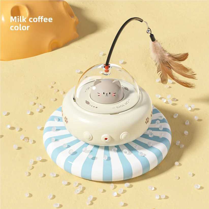 Smart Teaser Cat Car Electric UFO Teaser Stick With Bell Training Pet Toys Replaceable Feather Interactive Supplies M251209
