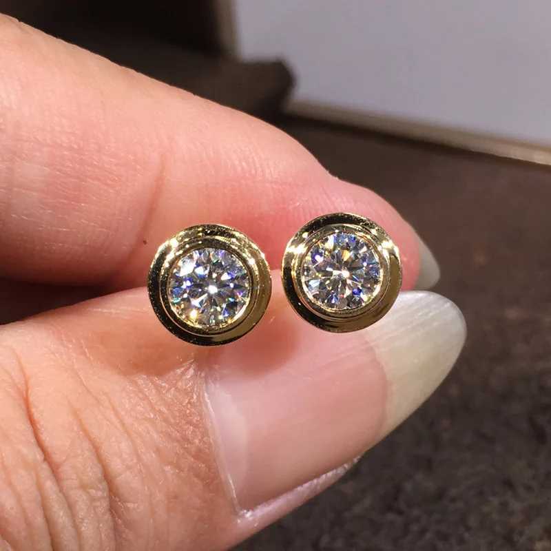 Unisex Classic Small Round Stud Earrings For Women Men Antique Gold Color White Zircon Tiny Ear Studs Daily Versatile Jewelry CZ K251209 H260202