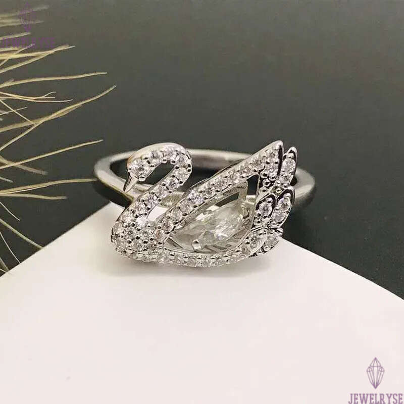 Luxury austria white crystal cute goose ring for women girls sweet lovely animal shining diamond jumpy stone wedding party engagement rings jewelry