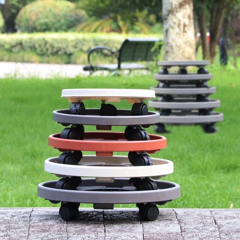 Indoor Thickened Movable Tray Plastic Flower Pot Stand with Wheels Base Tray for Potted Plants with Universal Wheels and Water 251204