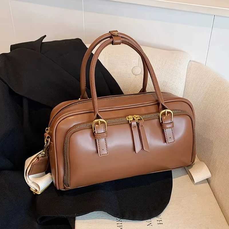 Vintage Handbags for Wen Pu Leather Tote Bags 2025 Y2K Ladies Shoder Bag Large Capacity Cmute Wide Strap Crossbody Bag Y251209