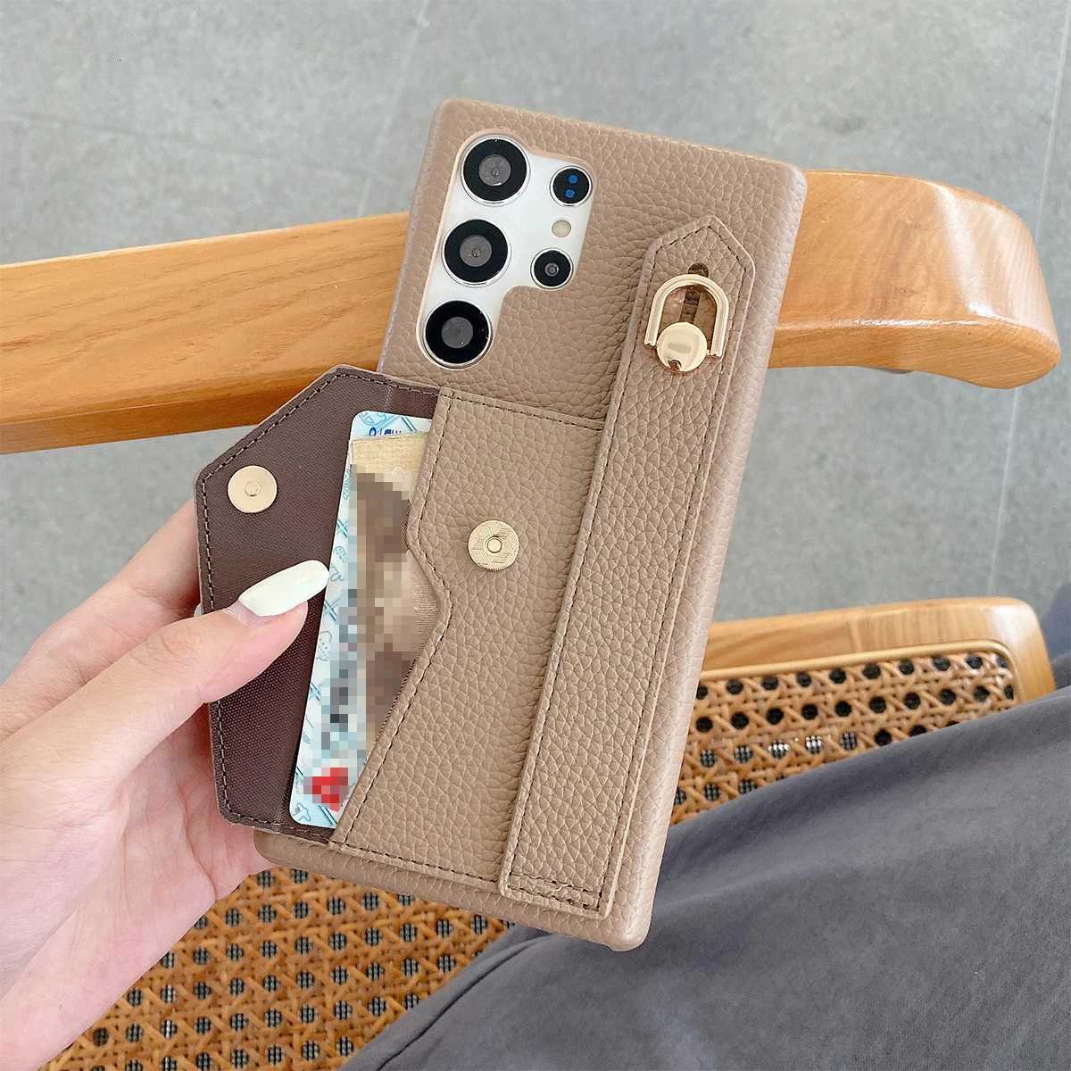 Luxury PU Leather Wrist Strap Wallet Case For Galaxy S25 S24 S23 S21 S20 FE S22 Plus Note 20 tra A52 A53 A54 C251209