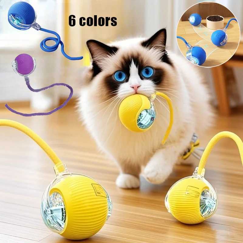 New Cat Interactive Ball Toys Silicone Automatic Rolling Ball With Long Tail Teaser Smart Pet Electric Toy Kitten Cat Toy M251209