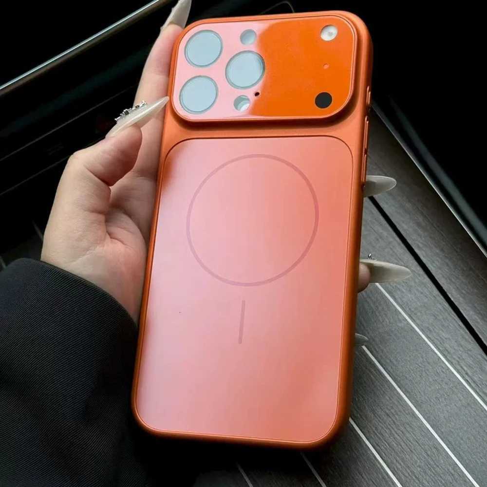 Fashion Orange Solid Color Case for iPhone 17 Air 16 15 14 13 Pro 17 Pro Max Magnetic Hard Glass Lens Protect Film Cover M251209