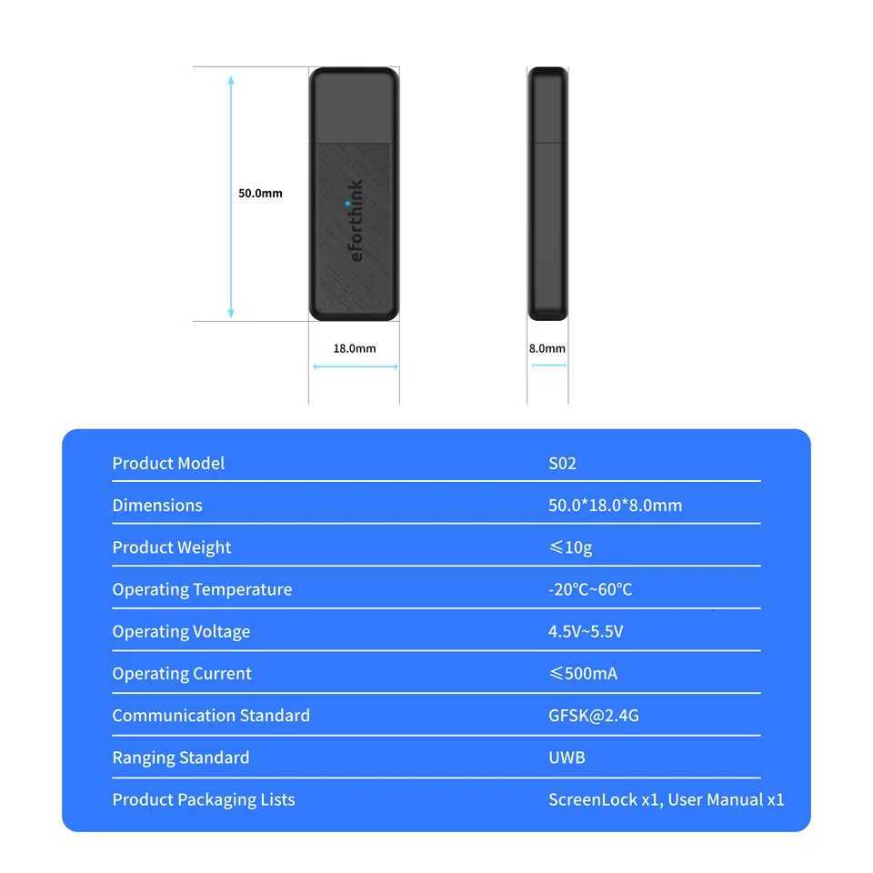EforLink Cputer Touchless SnLockAutatic Locking UWB High-Precision RangingUSB Security KeyWindows Security Key C251209