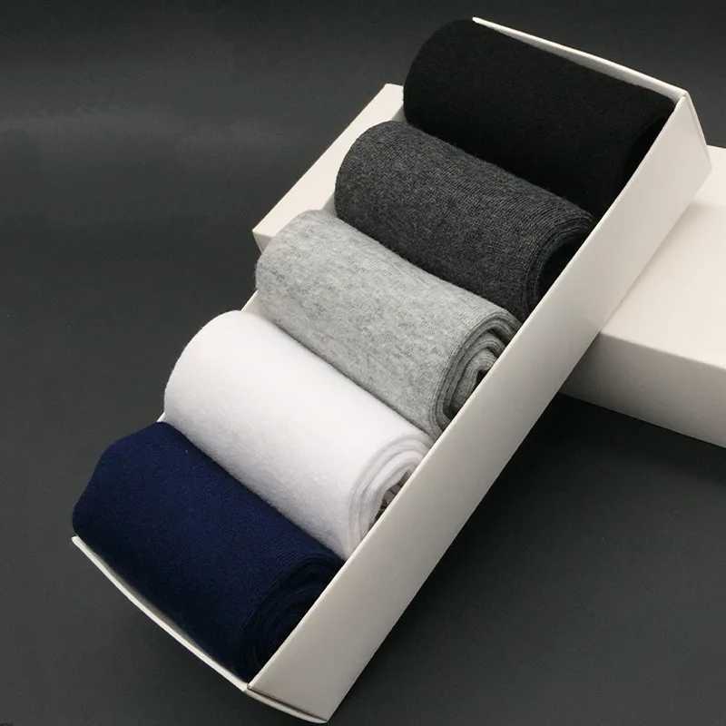 5 Pairs Pure Color High Quality Women and Men Cotton Socks Soft Breathable Antibacterial Black Business Men SocksT251209