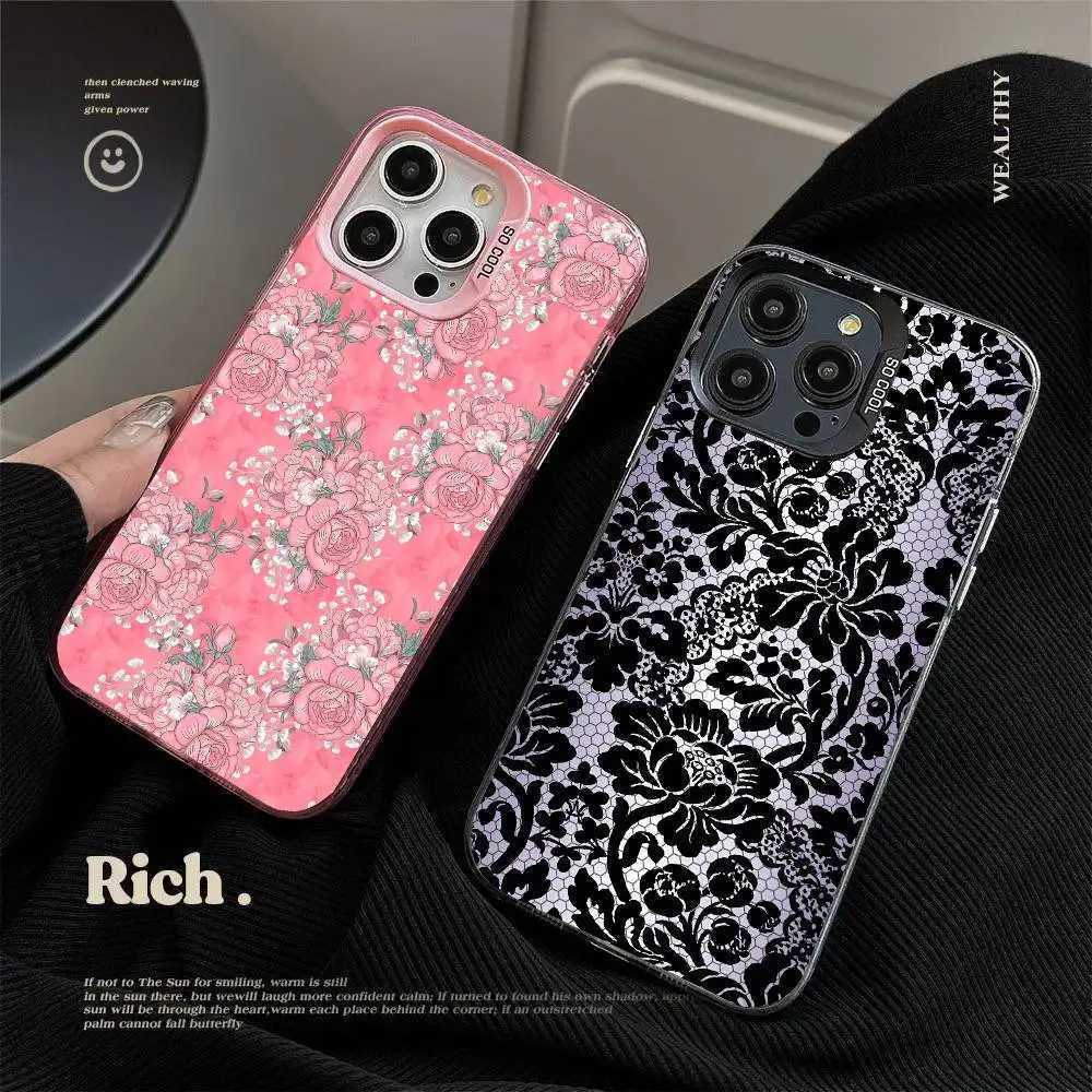 1PC Floral Lichee Pattern Phone Case For IPhone 17 Air 16 15 14 13 12 11 Pro Max Plus Color Shockproof Back Silver Cove C251209