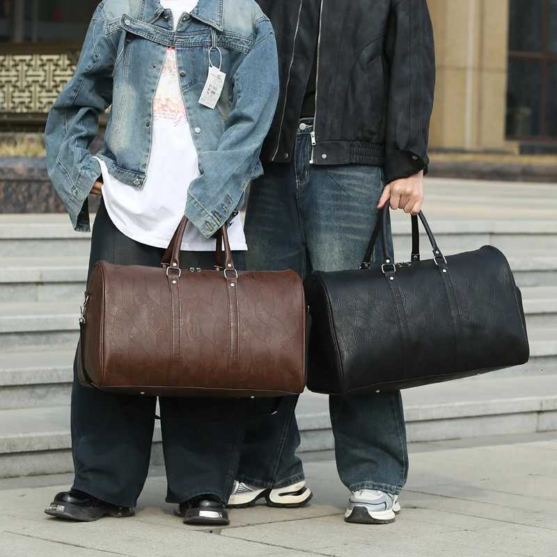 Soft Leather Travel Bag Large Capacity Fi Weekend Bag Handle Bag Lightweight Sports Gym Bag With Separate Shoe Cpartment Y251209