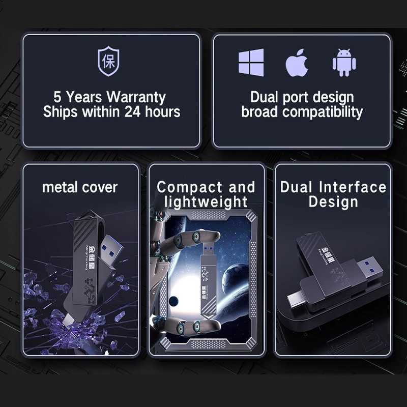 High Speed Solid State USB Drive 1TB Mobile Phone Hard Drive Type-C Dual Interface Mobile Cputer Large Capacity USB Drive 512G C251209