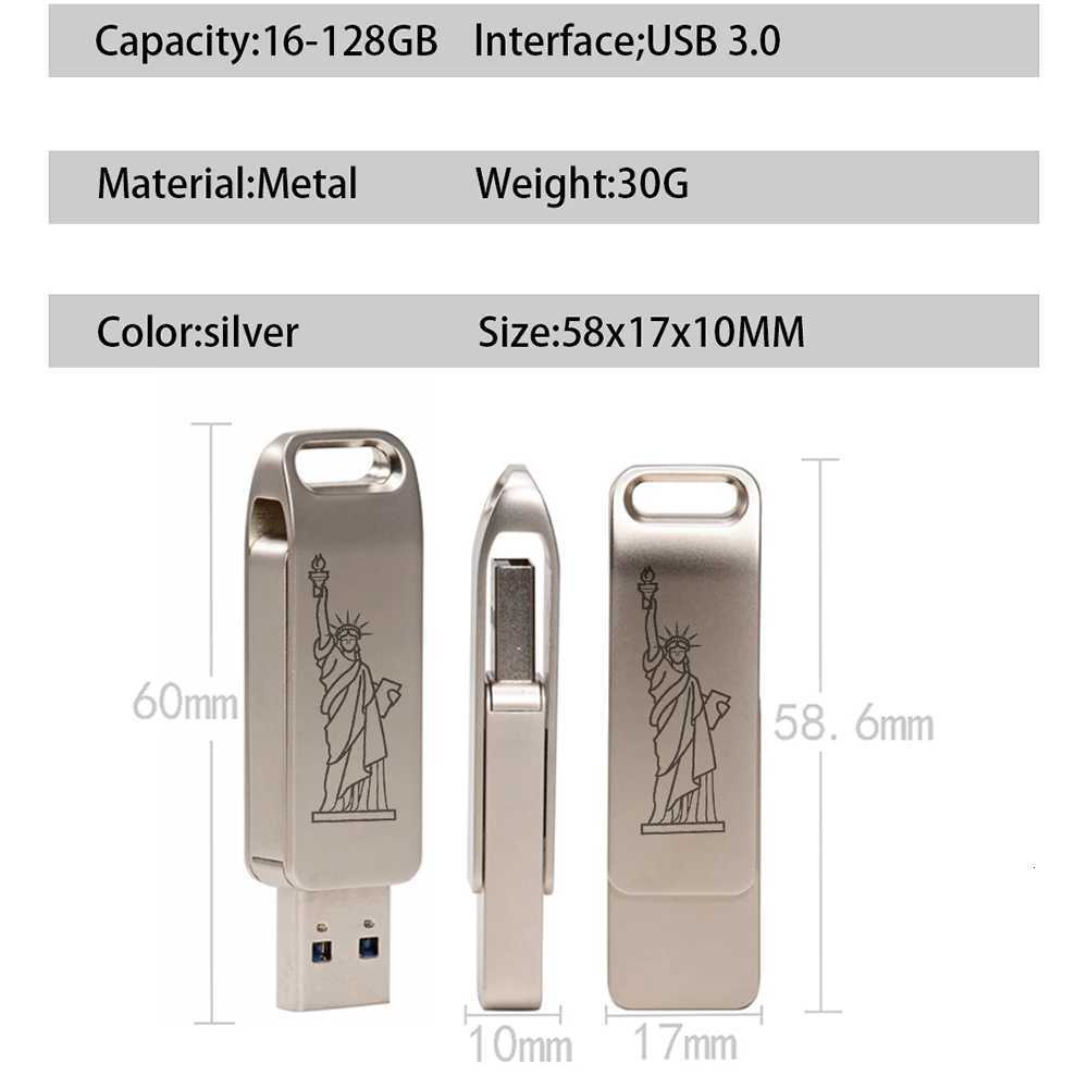 High-speed Pen Drive 128GB USB 30 Flash Metal Drive 64GB Large Capacity key chain Transfer Storage Memory U Disk C251209