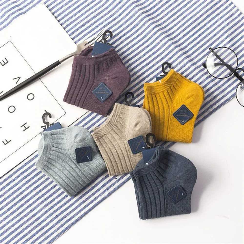 5 Pairs Ribbed Cotton Men Socks High Quality Short Low Tube Sports Male Casual Soft Socks Women Breathable Summer SoxT251209
