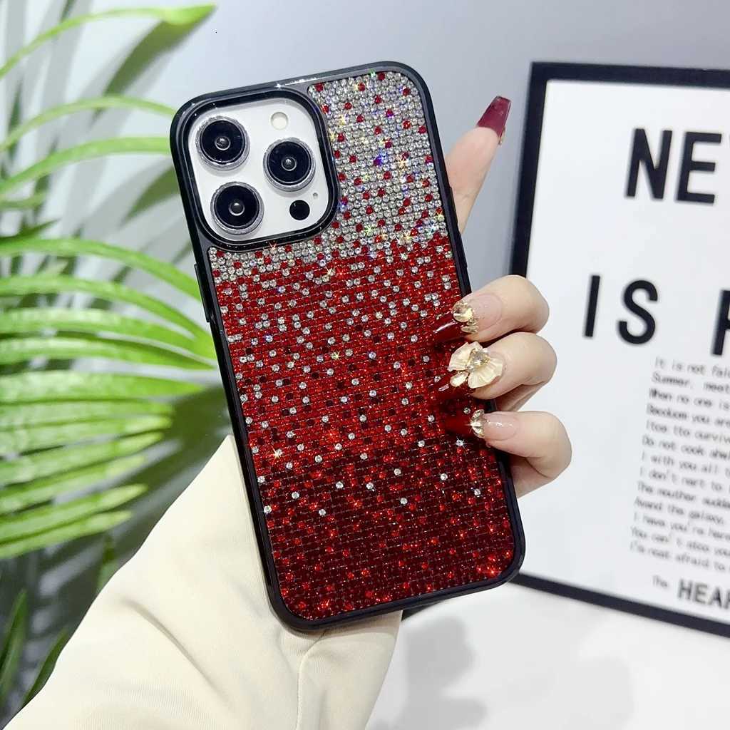 BlingBling Luxury Three Color Gradient Rhinestone Cover Case for iPhone 16 15 14 13 12 Pro Max Plus Phone Case C251209