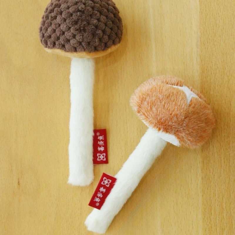 Cat Chew Toy Simulated Plush Mushrooms Bite-resistant Interactive Kitten Toy Teaser Stick Teeth Cleaning Cat Toy Supplies M251209
