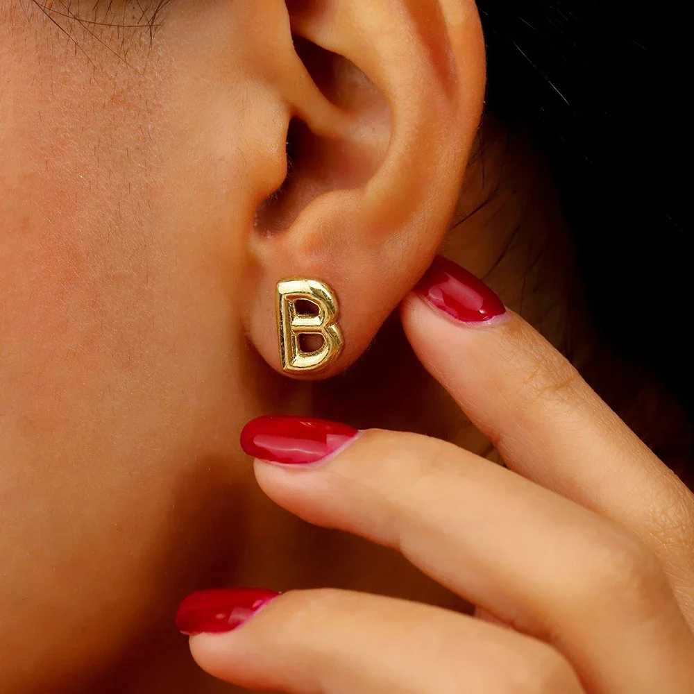 Charm Letter Gold Color Stainless Steel Stud Earrings Trendy Delicate Mini A-z Alphabet Initial Earring for Women Party Jewelry K251209 H260202