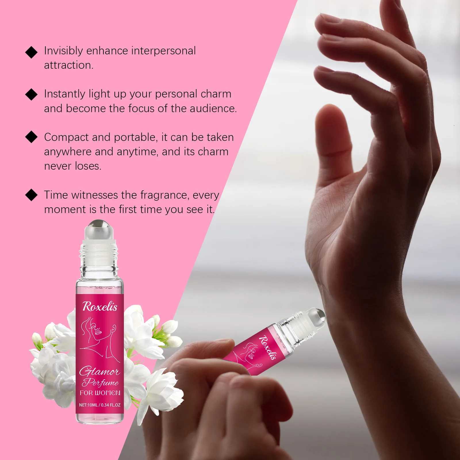 Roxelis 10ml Pheromone Perfume Roller Ball Long Lasting Natural Refresh Flirting Glamour Release Dating Couple Charming PerfumeT251209
