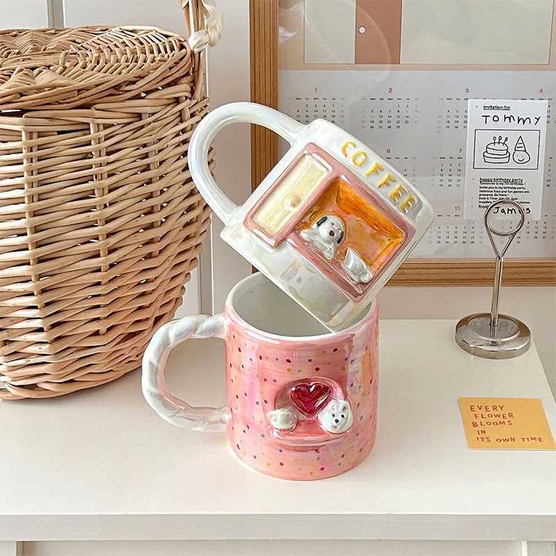Puppy g Creative Cute Pearl Handmade Exquisite Coffee g Vintage High Appearance Ll Ceramic Cup Couple Coffee g H251209