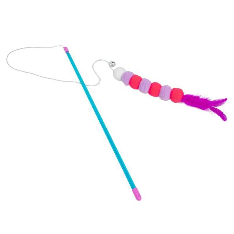 Interactive Cat Teaser Rod with Bell and Feather Funny Play Stick for Indoor Cats Durable Safe Flapping Bird Design Training Toy M251209