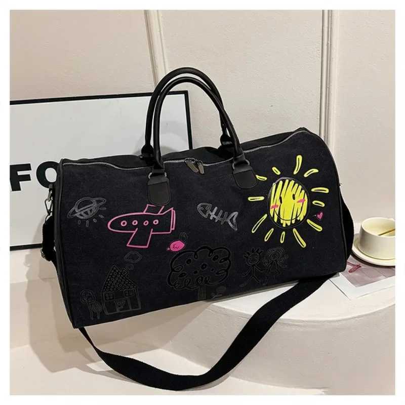 Canvas Zipper 2024 Hot Selling Travel Bag Pahwork Large Capacity Casual Cute Shoder Bag Soft Versatile Trendy Travel Duffels Y251209
