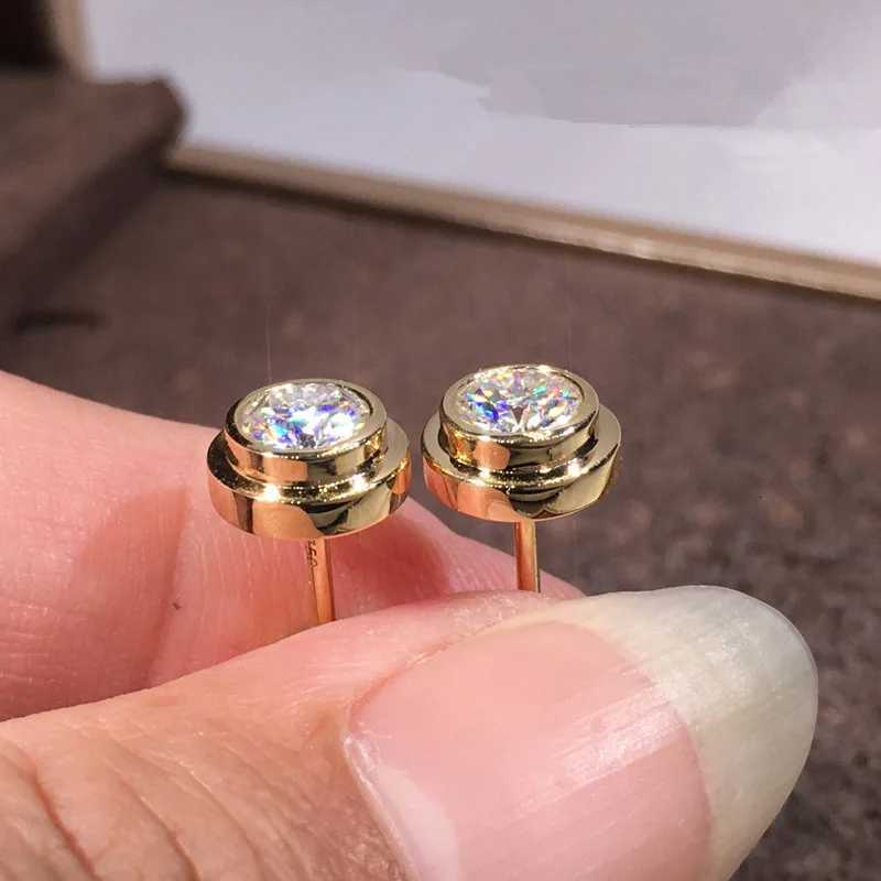 Unisex Classic Small Round Stud Earrings For Women Men Antique Gold Color White Zircon Tiny Ear Studs Daily Versatile Jewelry CZ K251209 H260202