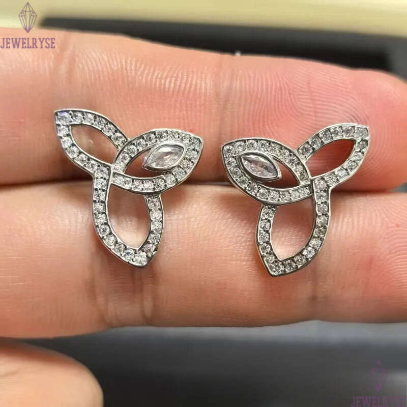 2025 new classic clover designer earrings for women girls sweet leaf leaves hollow full diamond 18k rose gold silver crystal earings ear rings jewelry