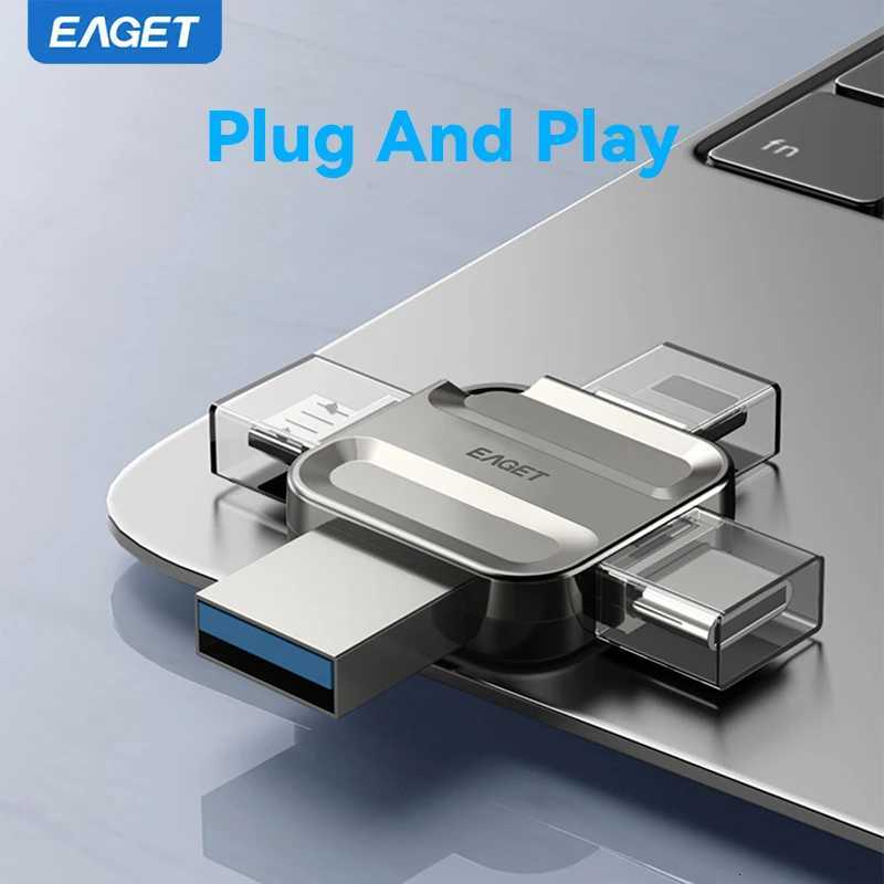 Eaget 4 in 1 Mini USB Flash Drive USB Type C Mirco B Lighting to USB 32 Pendrive USB Memories Stick for Phones PC Laptops C251209