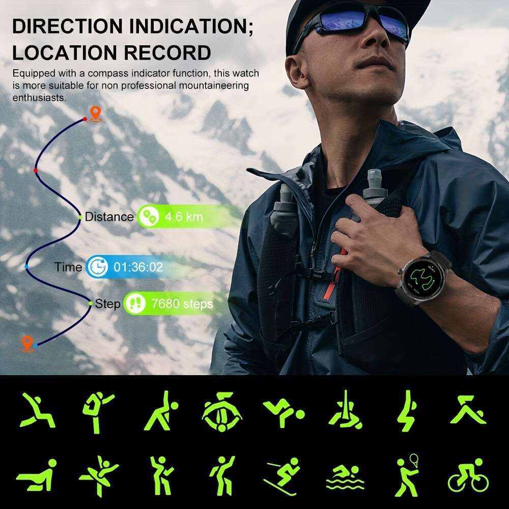 GPS Smart AMOLED Heart Rate Oxygen Blood Pressure Sleep Monitoring 3ATM Waterproof Outdoor Sports Watch