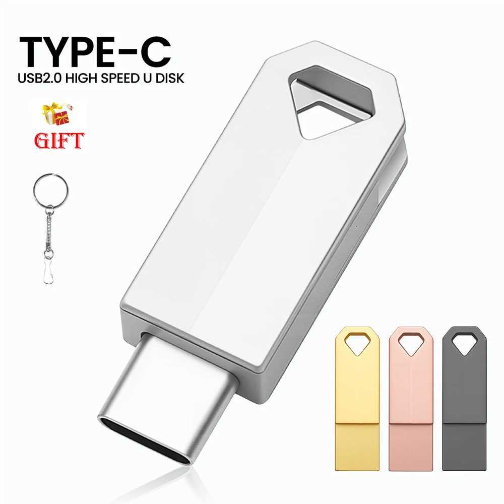 JASTER Key Chain USB Flash Drive 128GB TYPE-C OTG 2 IN 1 Metal Pen Drive 64GB Business Gift Memory Stick 32GB USB Stick 16G C251209