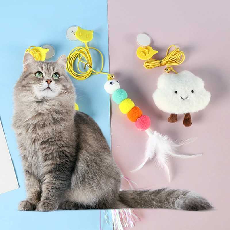 Interactive Pet Cat Toys Funny Stick Kitten Self -hi Elastic Rope Dragonfly Shape Feather Bell Hanging Door Teasing Kitten Toy M251209