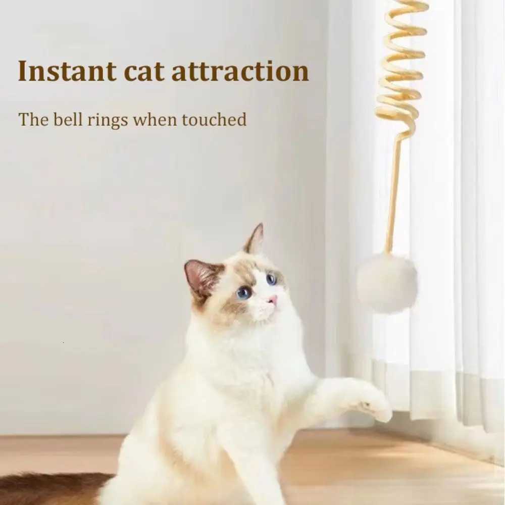 Cats Supplies Adsorbable Spring Rope Ball Relieve Boredom Hanging Bell Plush Ball Attractive Interactive Play Pet Toy M251209