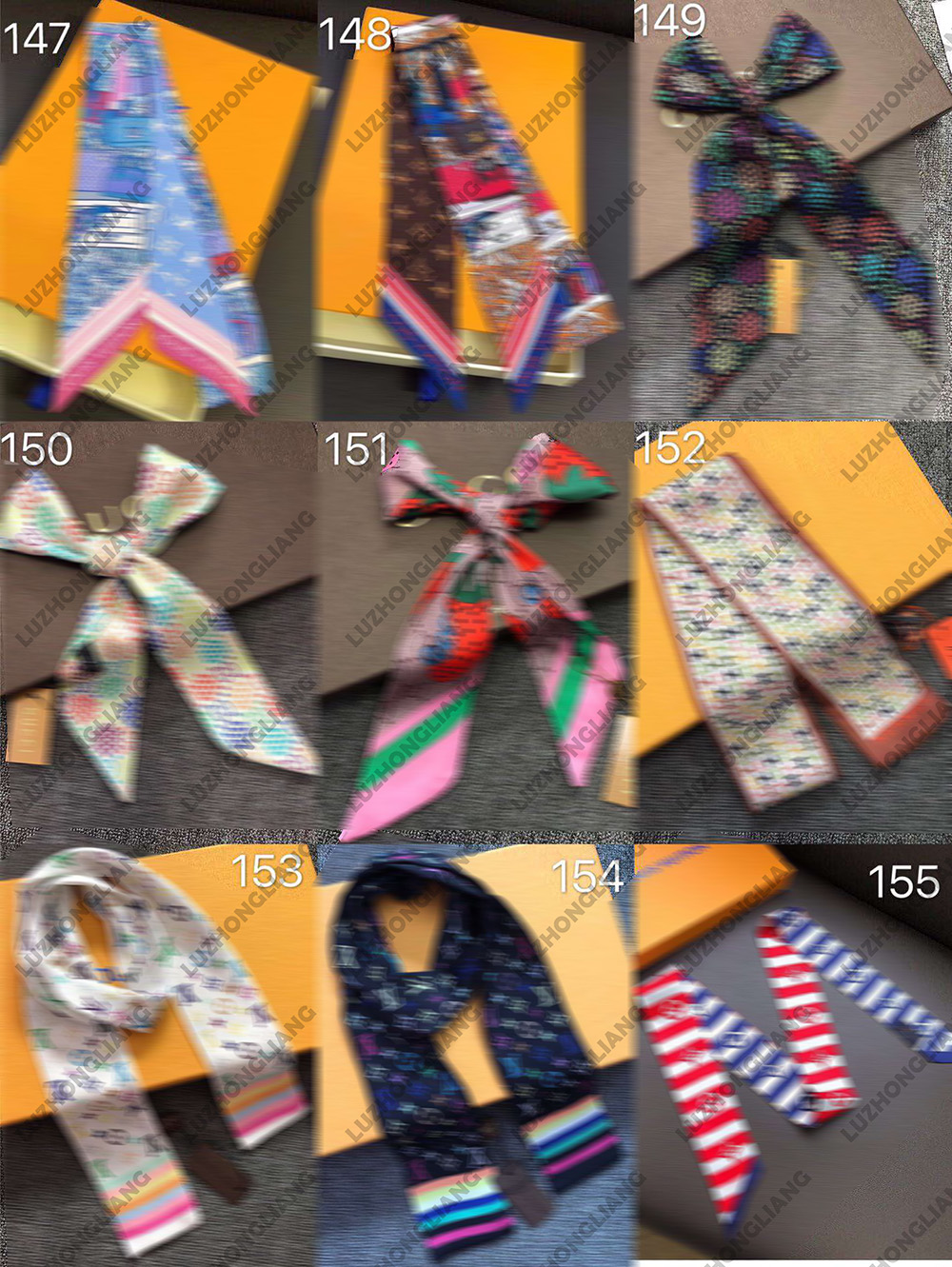 High-end designer scarf, long strip ribbon, bag binding, letter print, premium ribbon, hair tie Scarf 888888