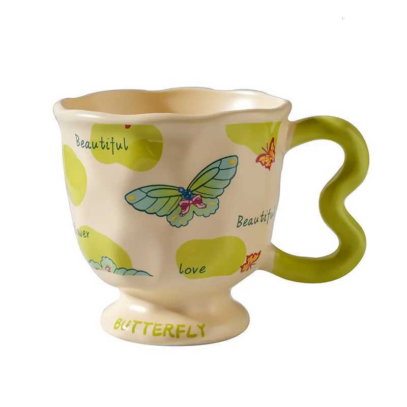 Creative Cartoon g Ceramic High Beauty Girl Breakfast Cup with Hand Gift Couple Coffee Cup Heat-resistant H251209