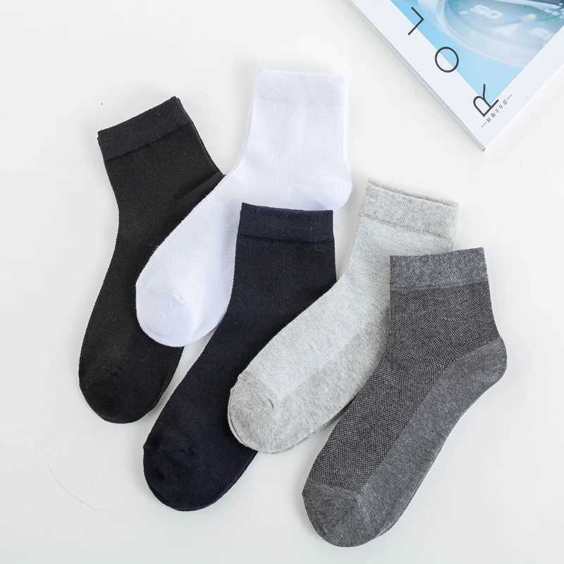 5Pairs Men Mesh Socks Organic Cotton Breathable Black White Business Sock Casual Athletic Spring Summer for Male Size EUR38-45T251209