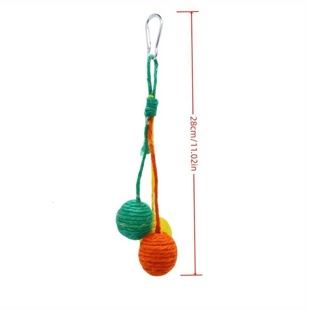 Random Color Cat Toys Sisal Balls for Grinding Teeth Sharpening Claws Hangable Sound-Activated Rope Knot Teaser Ball for Cats M251209