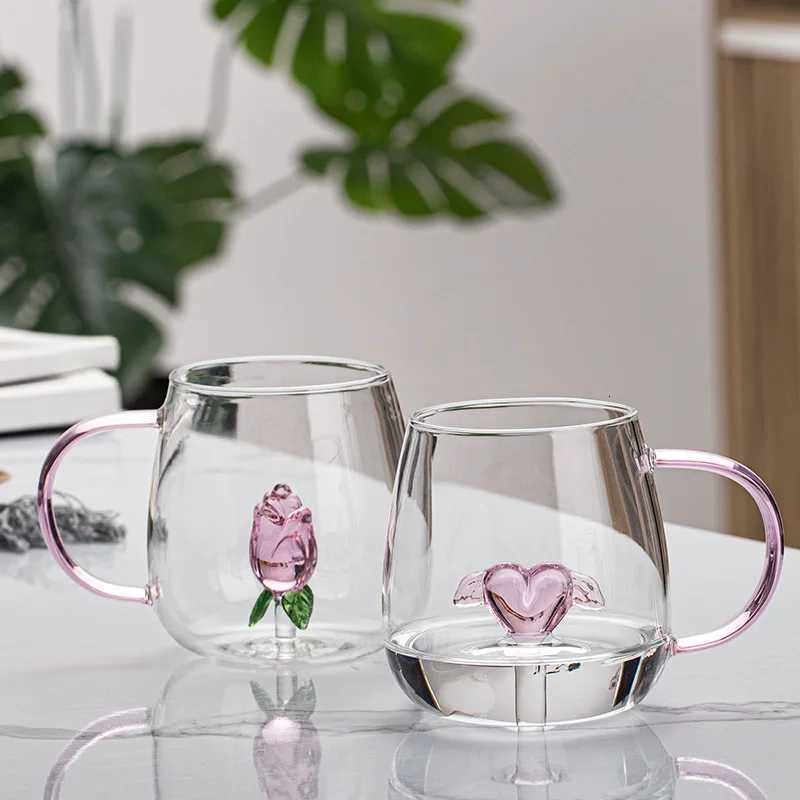 1 PC 400ml 13oz Creative 3D Cactus Rose Duck Flamingo Water g Cup with Handle For Girls Kids Lovers Wedding Gift H251209