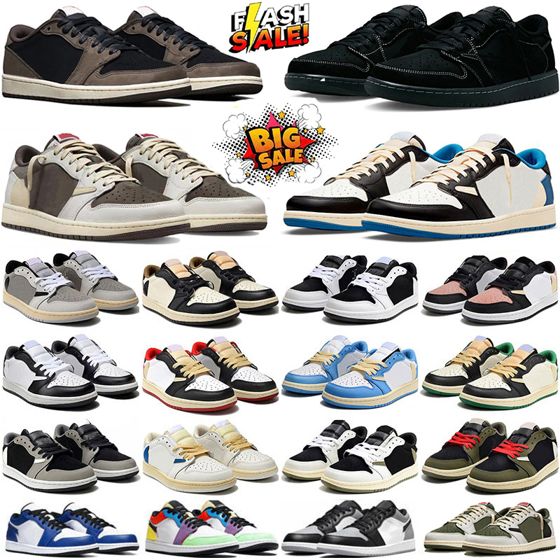 Designer 1s Low Basketball shoes OG Black Phantom Triple White University Blue UNC Bred Toe Light Smoky Grey trainers Mens Womens Outdoor Sports sneakers Size 36-47