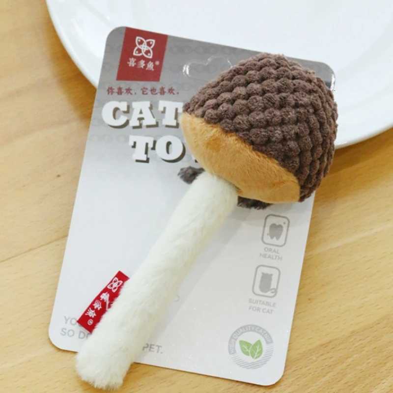 Cat Chew Toy Simulated Plush Mushrooms Bite-resistant Interactive Kitten Toy Teaser Stick Teeth Cleaning Cat Toy Supplies M251209