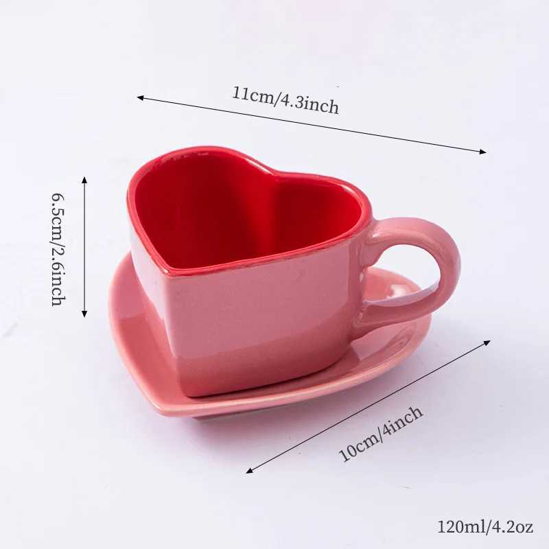 Set High-End Love Coffee Cup Vntines Day Gift Controlled Quantity Fat Reduction Cup Red Ceramic Cup H251209