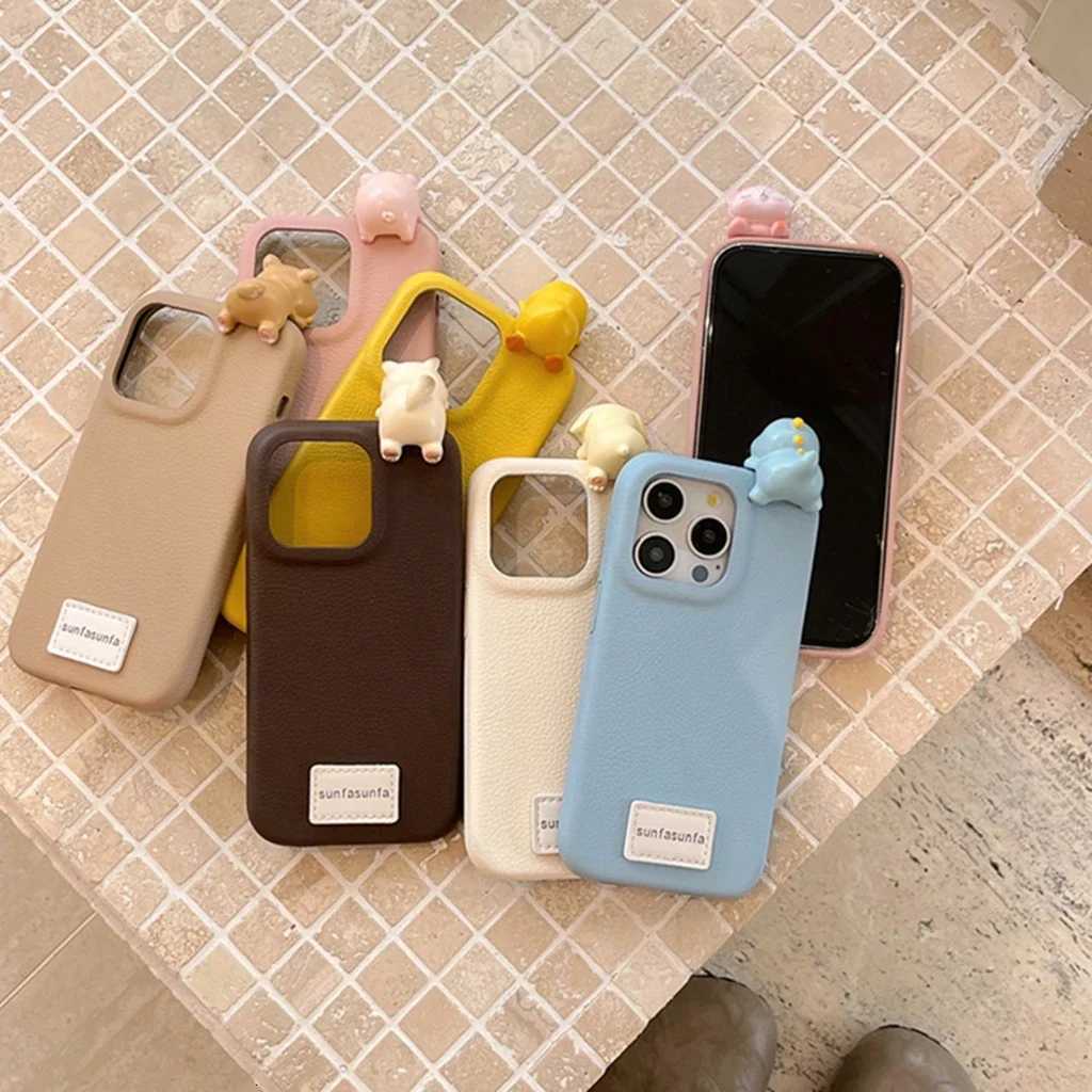 Solid Color Simplicity Stercopic Cute Small s Leather Cover Case for iPhone 16 15 14 13 Pro Max Phone Case C251209