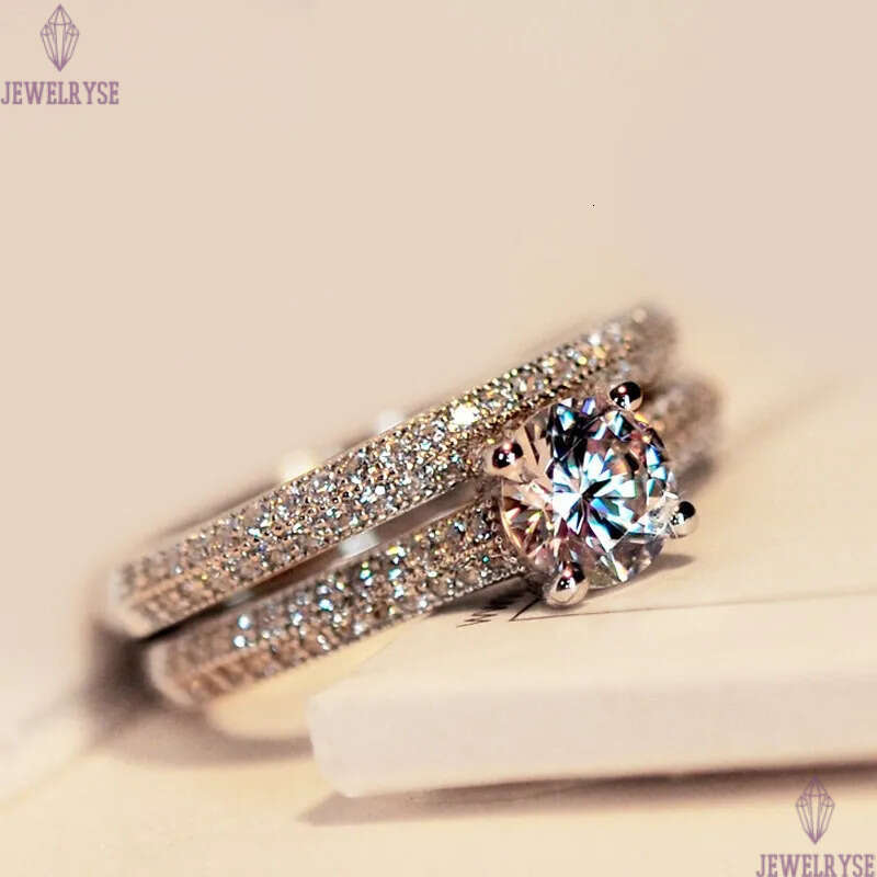 Hot Fake Diamond CZ Zircon Love Heart Designer Rings for Women Charm Crystal Stone 2pcs Set Wedding Engagement Propose Nail Finger Ring Jewelry