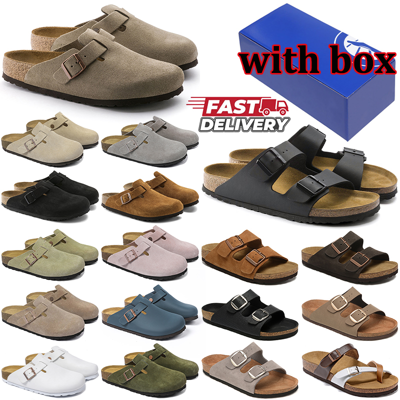 Free shipping with box slippers designer slides men women sandals clogs suede leather sliders taupe slipper mens womens slide sandal outdoor birksenstock shoes