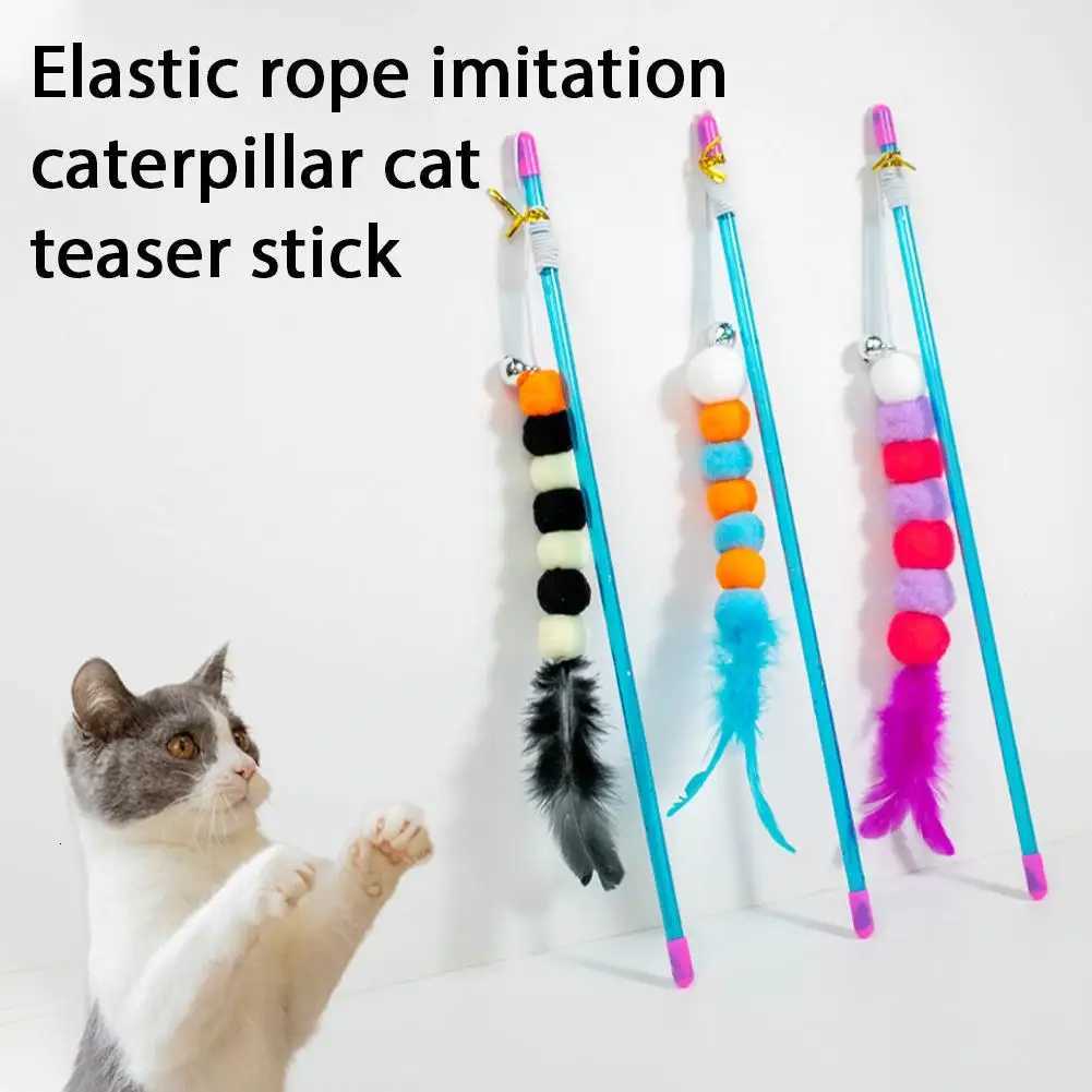 Cat Teaser Toys Stick Elastic Rope Imitation Caterpillar Scratch-resistant Cat Teaser Interactive Toys Pet Cats Toys Stick M251209