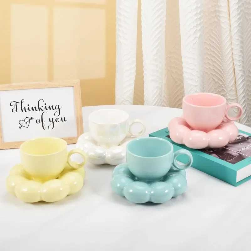 Ceramic Cloud Coffee g Sets Creative Flowers Saucer g Exquisite Off Afternoon Tea Cups Kitchen Drinkware He Accessories H251209
