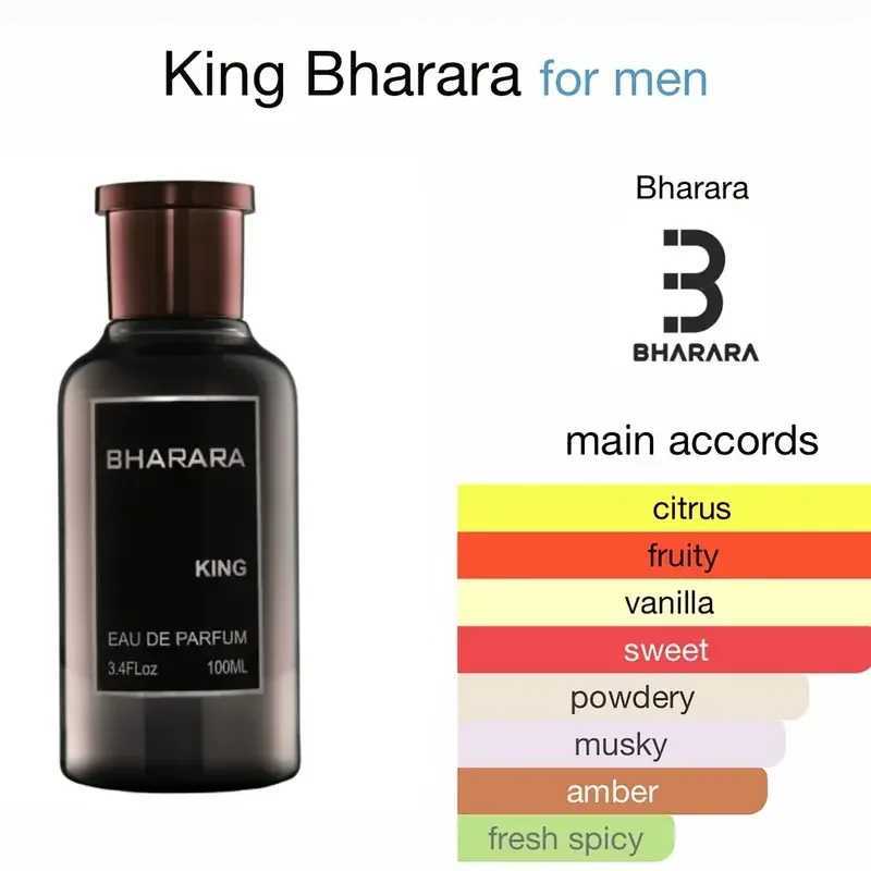 Bharara King Mens Eau de Parfum 34oz 100ml - Refreshing Citrus Musk Scent Long-Lasting Formaldehyde-Free Fragrance DailyT251209