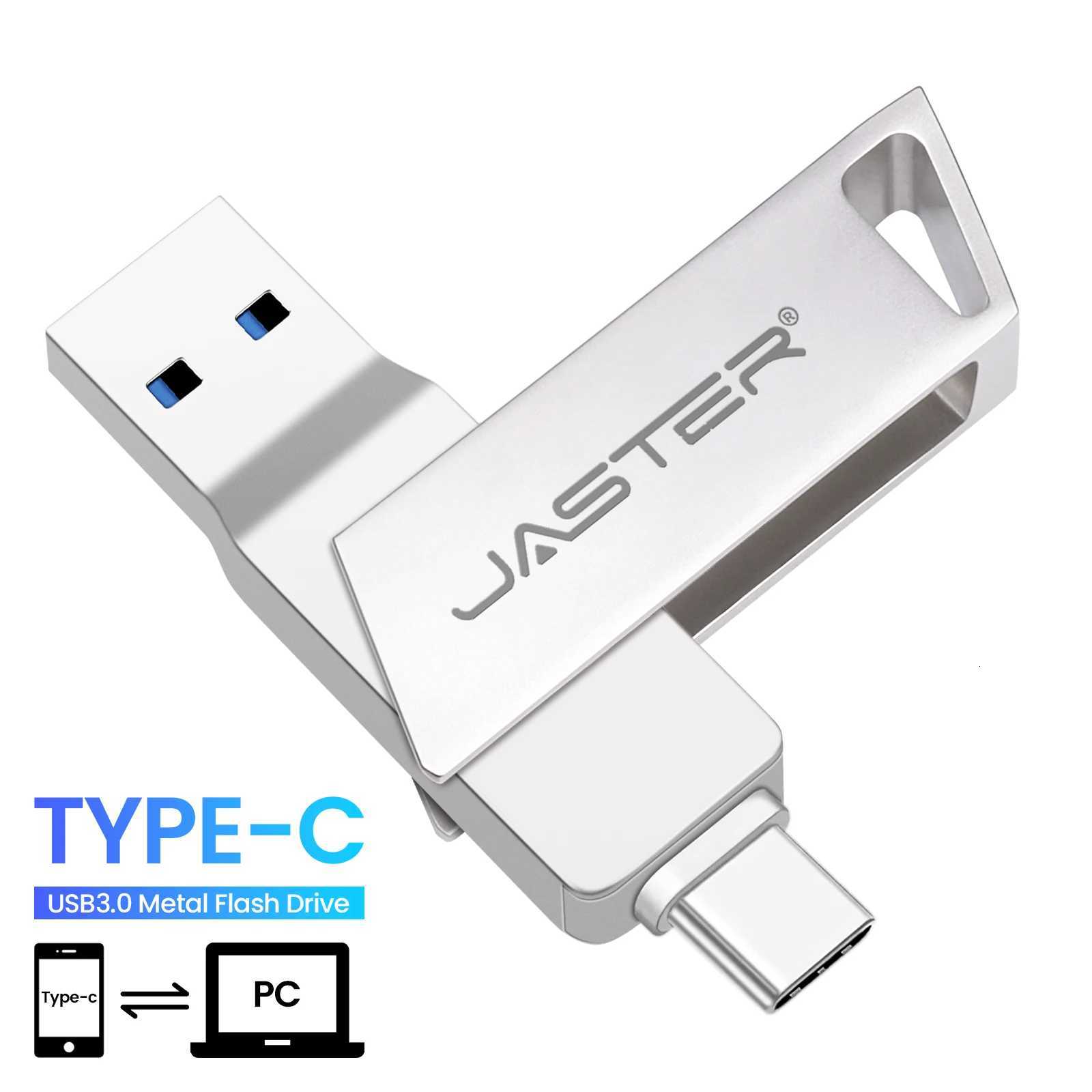 JASTER New 2 IN 1 Type-C Pen Drive 16GB 32GB 64GB 256GB usb Memory Stick 128GB Pendrive Usb 30 Flash Drive for Android Phone/PC C251209