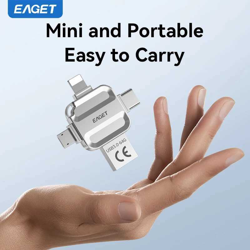 Eaget 4 in 1 Mini USB Flash Drive USB Type C Mirco B Lighting to USB 32 Pendrive USB Memories Stick for Phones PC Laptops C2512091