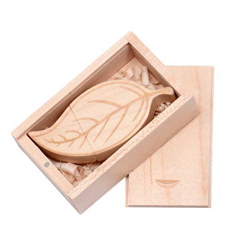 JASTER Tree Leaves USB 20 Flash Drive Wooden Gift Box Pen Drive Real Capacity Bamboo Memory Stick 64GB/32GB/16GB/8GB U Disk C251209