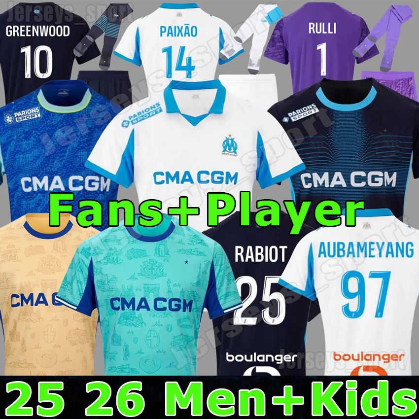 XXXL 4XL 25 26 OM Marseile GREENWOOD Soccer jerseys Monumentale GOUIRI HOJBJERG PAIXAO MURILLO MarseilleES 2025 2026 Marsei Goalkeeper Football Shirts Kids Kits
