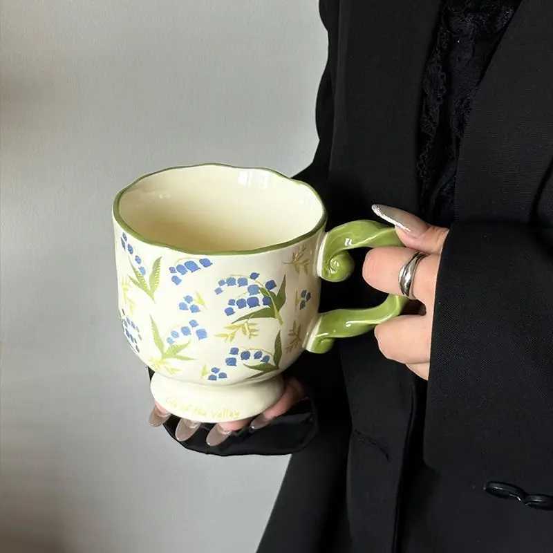Floral Premium Ceramic Vintage g Ceramic He Coffee g High Appearance Ll Cup Birthday Gift gs Coffee Cups H251209