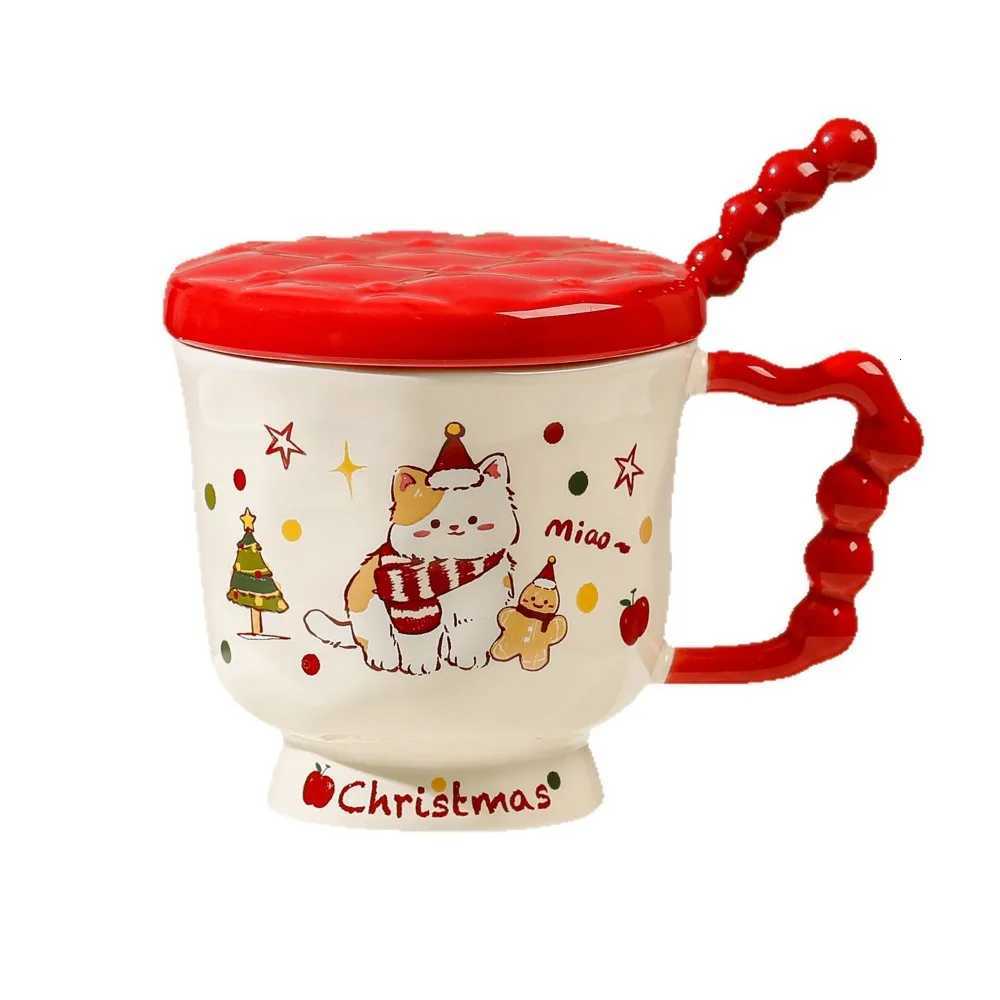 Christmas cat high appearance ll Mark ceramic water cup lid spoon cute gift box birthday creative souvenir coffee cup H251209